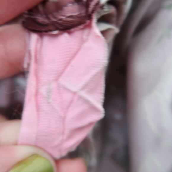 Vintage 70s mauve purple rose floral midi dress lace trim XS - Picture 5 of 6